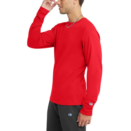 Champion Men's Classic Jersey Long Sleeve T-Shirt, Scarlet, L
