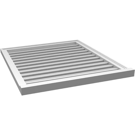 32"W x 36"H Rectangle Surface Mount PVC Gable Vent: Functional, w/ 2"W x 2"P Brickmould Sill Frame