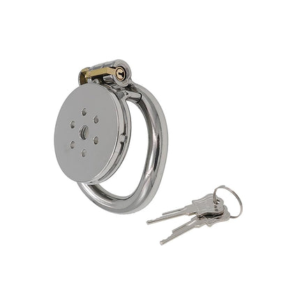 Flat Chastity Cage Metal Male Chastity Device Dark Lock Design Steel Cage for Men BDSM Bondage Cage Sex Toys for Couples (45mm/1.77in)