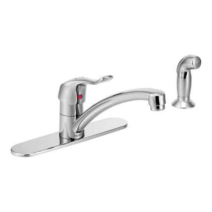 Moen 8707 Grifo de cocina comercial monomando M-DURA con rociador lateral, 1.5 GPM, cromo