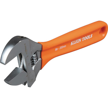 KLEIN TOOLS O5078 Adjustable Wrench, Precision Forged 1 1/2-Inch Extra-Capacity Jaw, SAE and Metric Scales, Plastic-Dipped Handle, 8-Inch