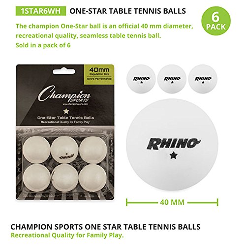 Champion Sports 1STR6WH 1 Star Table Tennis 6/Pack White