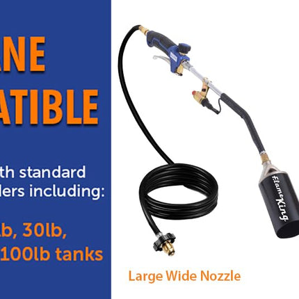 Flame King Propane Torch Kit Heavy Duty Weed Burner, 340,000 BTU with Piezo Igniter (Self Igniting), with 6 ft Hose Regulator Assembly
