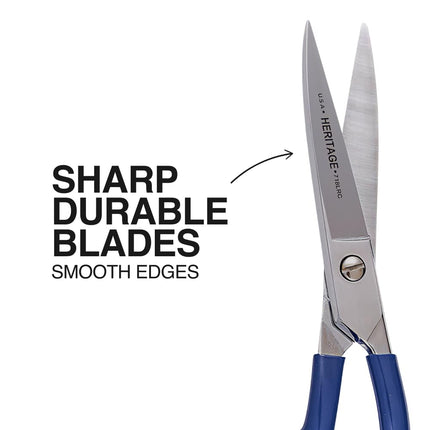 Klein Tools G718LRC Heavy-Duty Carpet Shear, Made in USA, 9-Inch Nickel-Plated Scissors with Offset Curved Handles, Carpet Installation, Fabric, Upholstery, Professional or DIY Usage