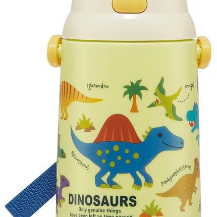 / SDPC4P-A Stainless Steel Water Bottle with Straw, One Push Type, 11.8 fl oz (350 ml), Dinosaurus Picture