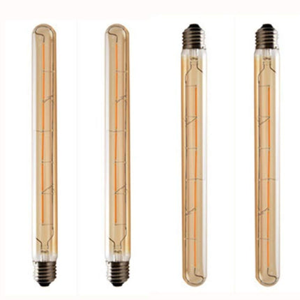 JKLcom Bombilla LED de filamento vintage T300 6W Regulable Bombilla Edison vintage Tubular larga LED vintage, base media E26/E27, cristal ámbar, blanco cálido 2300K, 6W (equivalente a 40W), regulable, paquete de 4