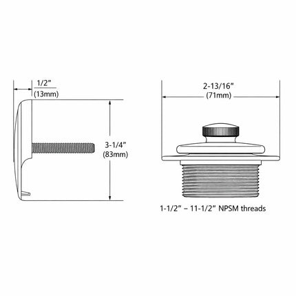 Moen T90331 Push-N-Lock Tub and Shower Drain Kit with 1-1/2 Inch Threads, Chrome