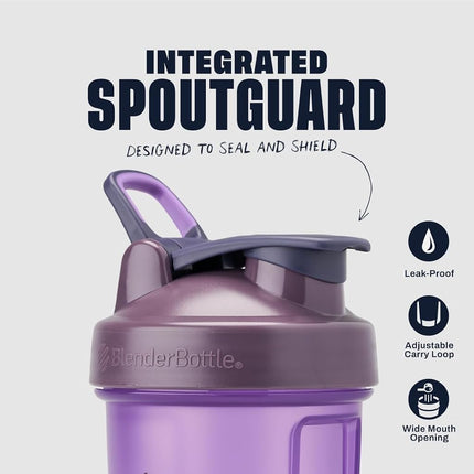 Bouteille mélangeur BlenderBottle Classic V2, parfaite pour les shakers protéinés et les boissons pré-entraînement, 590 ml, violet pleine couleur