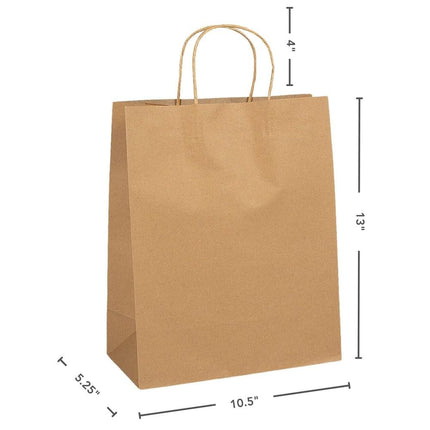 Fun Express Craft Gift Bags ~ Brown Paper 1 dozen - 10" x 5" x 13"