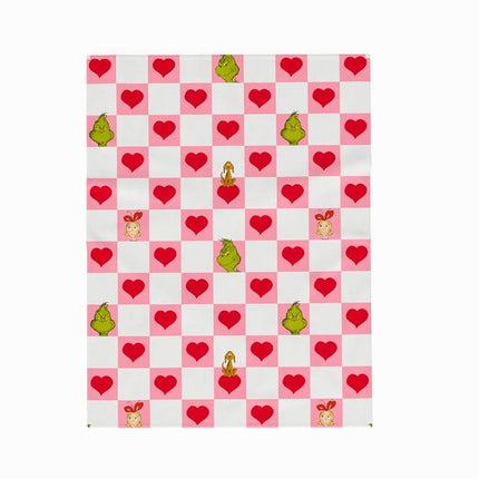 Franco Le Grinch Couverture Polaire à Carreaux Motif Cœur Saint-Valentin Super Douce Toucher Soie, 102 cm x 127 cm (Produit sous Licence Officielle)