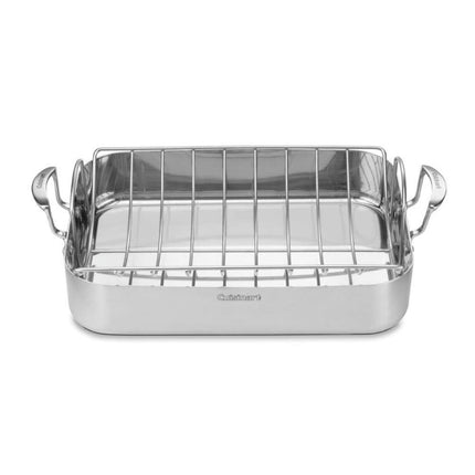 CUISINART MCP117-16BR MultiClad Pro Stainless 16-Inch Rectangular Roaster with Rack, Silver