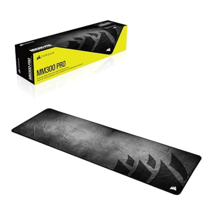 Corsair MM300 PRO Premium Spill-Proof, Stain-Resistant Cloth Gaming Mouse Pad (93 x 30 cm Surface, Micro-Weave Fabric, 3 mm Thick Plush Rubber, Durable Anti-Fray Edges) Extended, Black/Grey