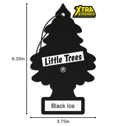 LITTLE TREES Black Ice Car Air Freshener, 24 Xtra Strength Air Fresheners with Long-Lasting Citrus, Cedarwood Scent