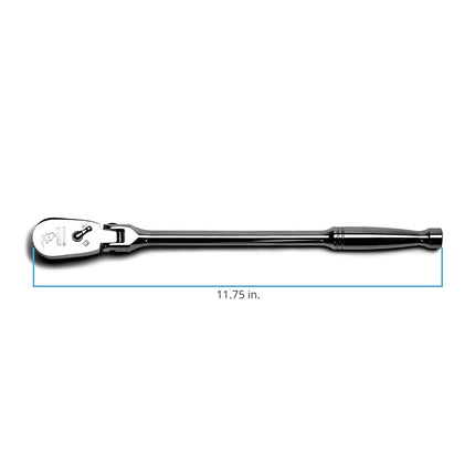 Capri ToolsCP12300FXCapri Tools 3/8-Inch Drive Low Profile Flex-Head Ratchet, True 72-Tooth, 5-Degree Swing Arc, 180-Degree Flex-Head