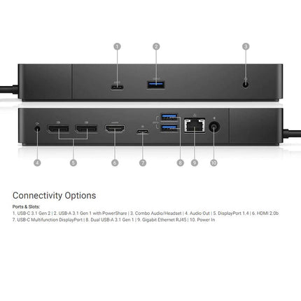 Dell WD19 180W Docking Station (with 130W Power Delivery) USB-C, HDMI, Dual DisplayPort - (Black) (KXFHC 0KXFHC 210-ARIQ)