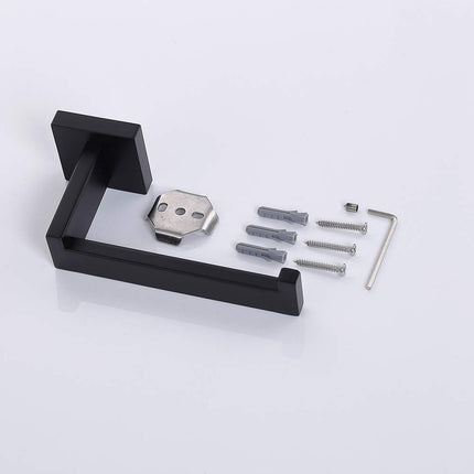 TASTOS Toilet Paper Holder Matte Black, Toilet Tissue Roll Holders Dispenser and Hangers Wall Mounted for Bathroom & Kitchen, Stainless Steel Modern Square Style 2 Pack