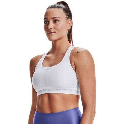 Under Armour Womens Crossback Mid-Support Bra - White/White/Gray - XL