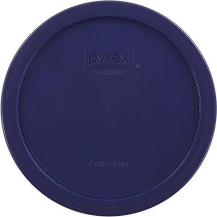 Pyrex Storage Plus 7-Cup Round Glass Food Storage Dish, Blue Cover, Pack of 2 Made in the USA