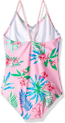 Kanu Surf - Traje de baño de una pieza deportivo de playa Chloe para niñas grandes, estampado floral Leonie, rosa, talla 12