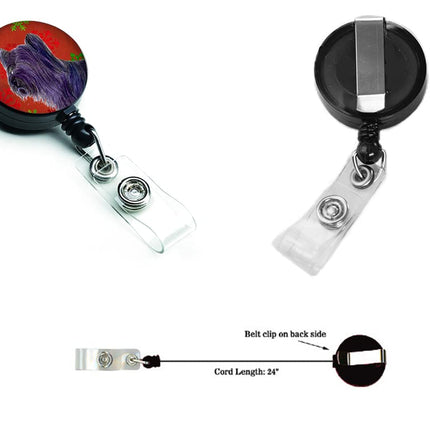 Caroline's Treasures Skye Terrier Red Green Snowflake Christmas Retractable Badge Reel, Multicolor (SS4670BR)