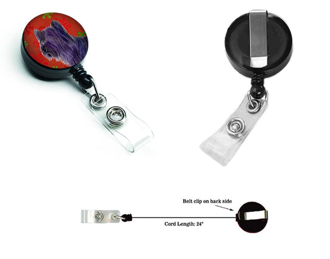 Caroline's Treasures Skye Terrier Red Green Snowflake Christmas Retractable Badge Reel, Multicolor (SS4670BR)