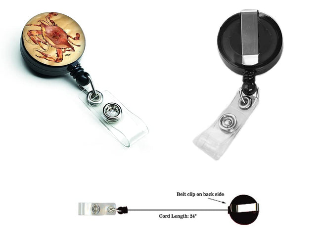 Caroline's Treasures Cooked Crab Sandy Beach Retractable Badge Reel, Multicolor (8154BR)