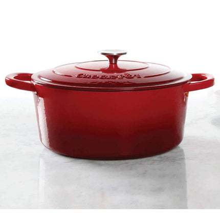 Olla holandesa ovalada de hierro fundido esmaltado Crock-Pot Artisan, 6.6 litros, rojo escarlata