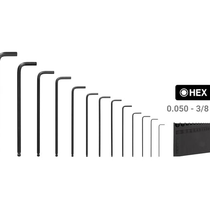 TEKTON Ball End Hex L-Key Set with Holder, 13-Piece (0.050-3/8 in.) | KLX91102