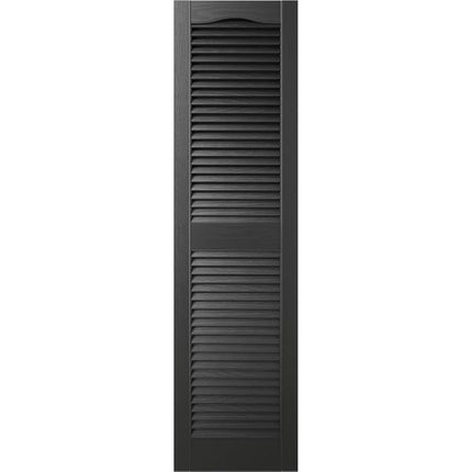 Ekena Millwork Lifetime Vinyl LL1S14X02500BL Standard Cathedral Top Center Mullion, Open Louver Vinyl Shutters, w/Installation Shutter-Lok's & Matching Screws (Per Pair), 14 1/2"W x 25"H, Black