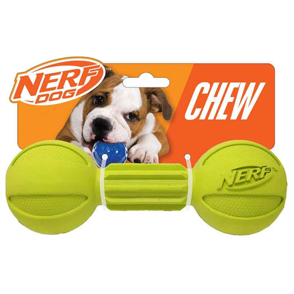 Nerf Dog Barbell Chew Toy, 7.5-Inch, Yellow