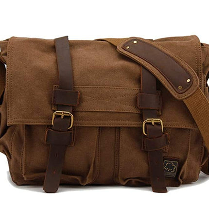 Sechunk Men's Canvas Messenger Bags, coffee, 13.3