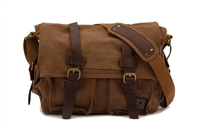 Sechunk Men's Canvas Messenger Bags, coffee, 13.3