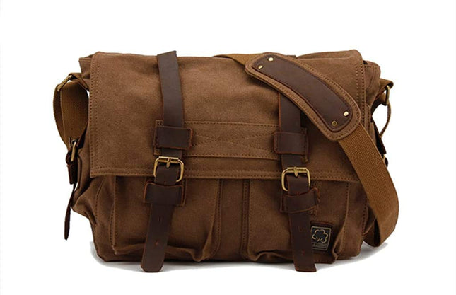 Sechunk Men's Canvas Messenger Bags, coffee, 13.3