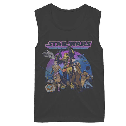 STAR WARS Force Awakens Group Glow Women's Racerback Tank Top, Black Heather, X-Large