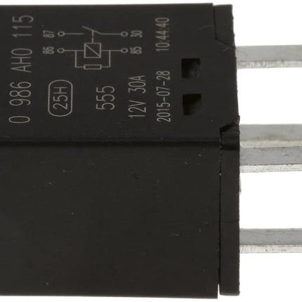 Bosch 0986AH0115 Mini Relay 12V 30A, IP5K4, Operating Temperature from -40 Degree to 100 Degree C, 4 Pin Relay without Holder