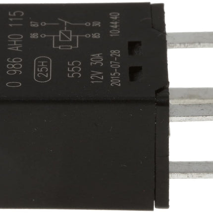 Bosch 0986AH0115 Mini Relay 12V 30A, IP5K4, Operating Temperature from -40 Degree to 100 Degree C, 4 Pin Relay without Holder