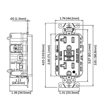 Leviton GFNT2-HGR 20A-125V Extra-Heavy Duty Hospital Grade Non-Tamper-Resistant Duplex Self-Test GFCI Receptacle, Red, 20-Amp