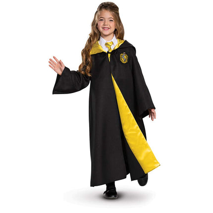 Disfraz de Harry Potter, Túnica Hufflepuff Deluxe, Accesorio de Disfraz para Niños, Negro y Amarillo, Talla S para Niños (37-39)