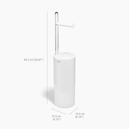 Joseph Joseph EasyStore Toilet Paper Holder Stand, Concealed Storage, Holds 3 Spare Rolls, Gloss White Black