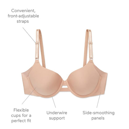 Warner's Women's No Side Effects Underarm-Smoothing Comfort Underwire Lightly Lined T-Shirt Bra 1356, White, 38B
