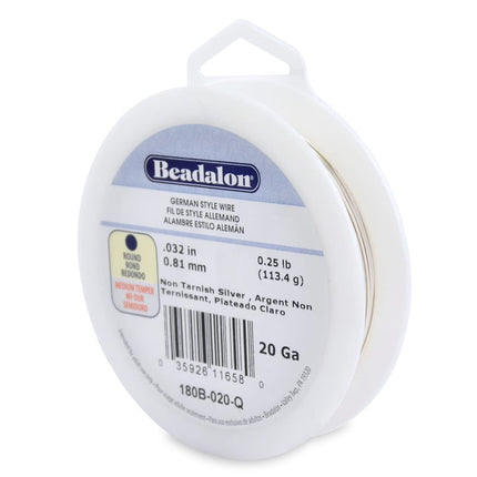 Beadalon German Style Wrapping Wire, Round, Silver