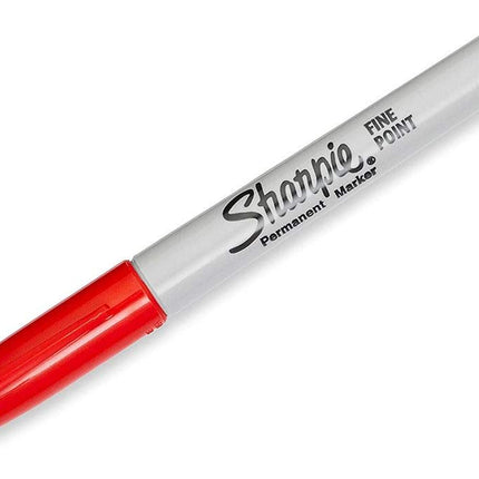 Marcador permanente Sharpie 30002 de punta fina (paquete de 2), marca en papel y plástico, resistente a la decoloración y al agua, certificado AP, color rojo, 12 marcadores por caja, paquete de 2 cajas, 24 marcadores en total