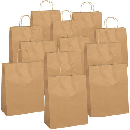 Fun Express Craft Gift Bags ~ Brown Paper 1 dozen - 10" x 5" x 13"