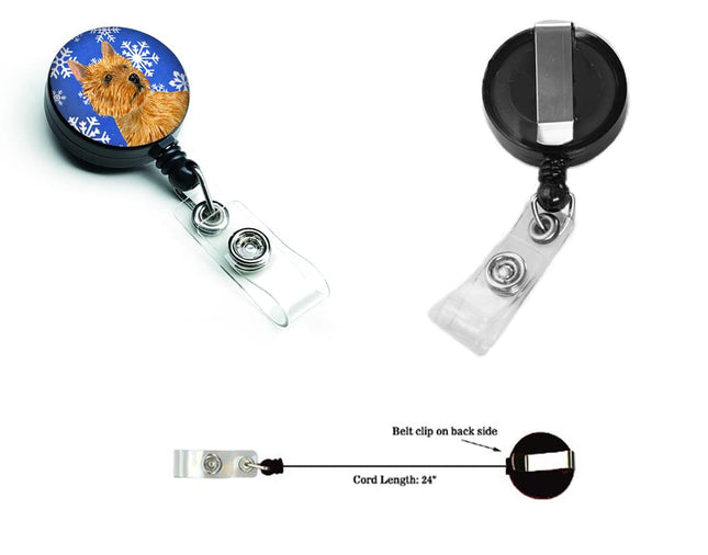 Caroline's Treasures Norwich Terrier Winter Snowflakes Holiday Retractable Badge Reel, Multicolor (SS4637BR)