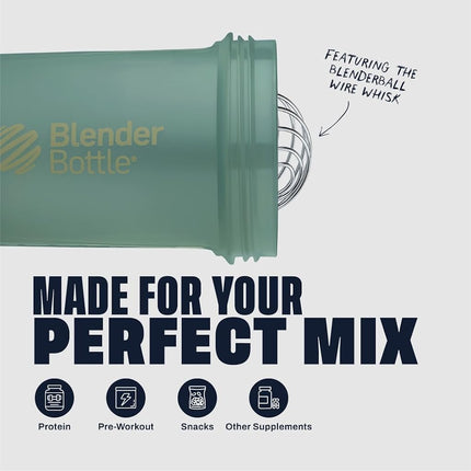 BlenderBottle Shaker Bottle with Pill Organizer and Storage for Protein Powder, Classic V2 ProStak System, 22-Ounce, Tan