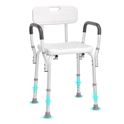 VEVOR Shower Chair, Shower Seat with Back, Adjustable Height Shower Stool, Shower Chair for Inside Shower Bathtub, Non-Slip Bathroom Bench Bath Chair for Elderly Disabled Handicap, 158.8 kg Capacity