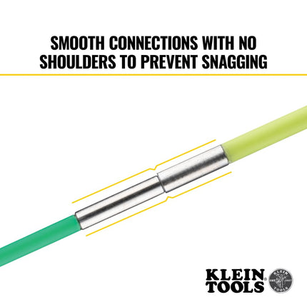 KLEIN TOOLS 50354 35-Foot Multi-Flex Glow Fish Rod Set, (4) Fiberglass Rods, Adapter, Bullet Nose, Hook Attachments, Splinter Guard Coating