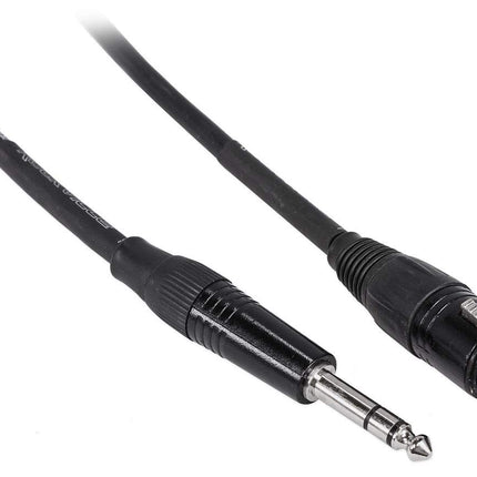 Rockville RCXFB10B 10' Female XLR to 1/4'' TRS Cable Black, 100% Copper