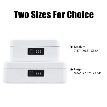KYODOLED Cash Box with Combination Lock,Safe Metal Box for Money,Storage Lock Box with Money Tray,7.87"x 6.30"x 3.54" White Medium