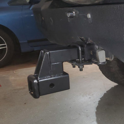 MaxxHaul 50908 Trailer Hitch Riser for 2 Inch Receiver with 4 Inch Rise & Drop with Solid Shaft, with 2 Pack Hitch Pins